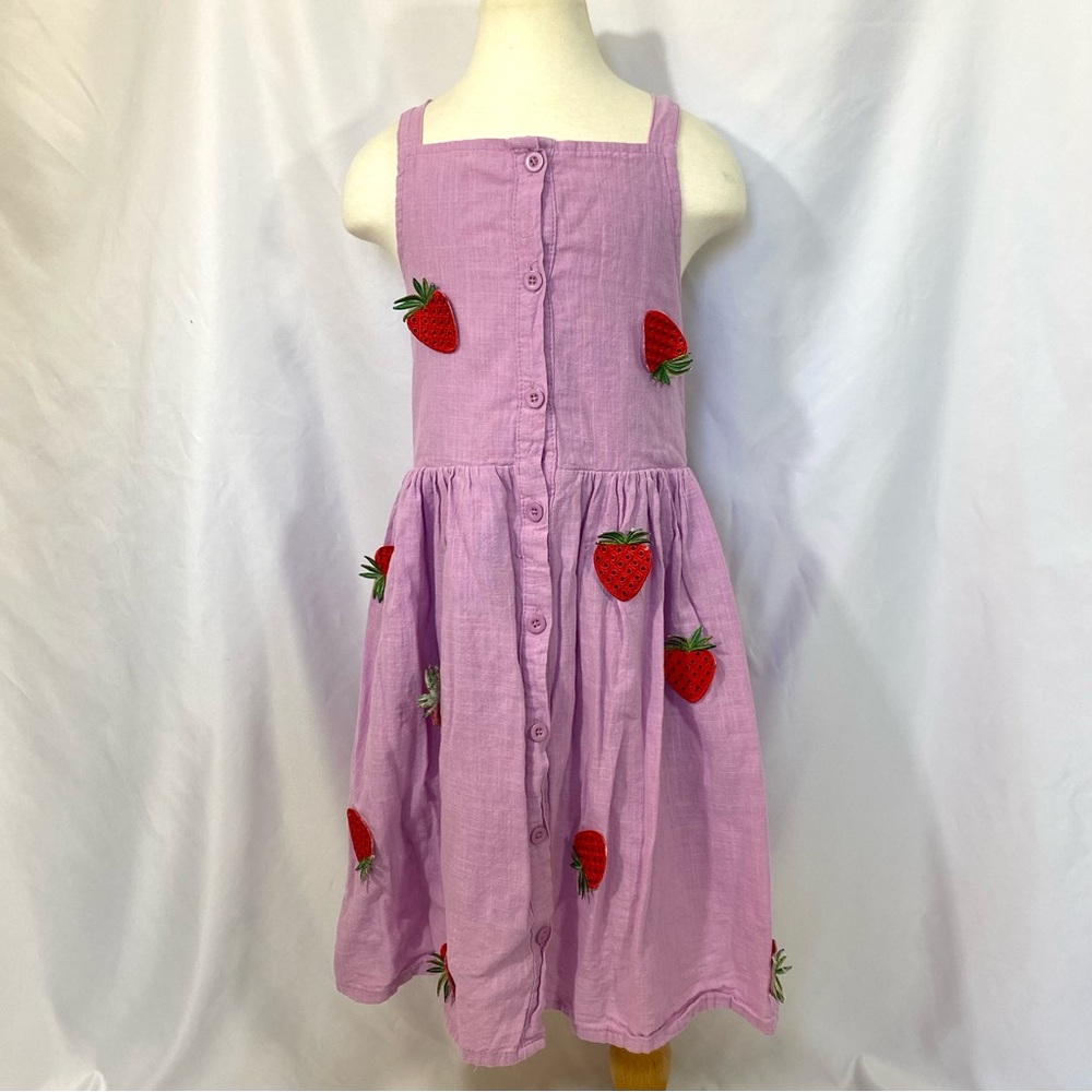 Girl’s Mini Taylor Purple Smocked Strawberry Sundress Size 4-5